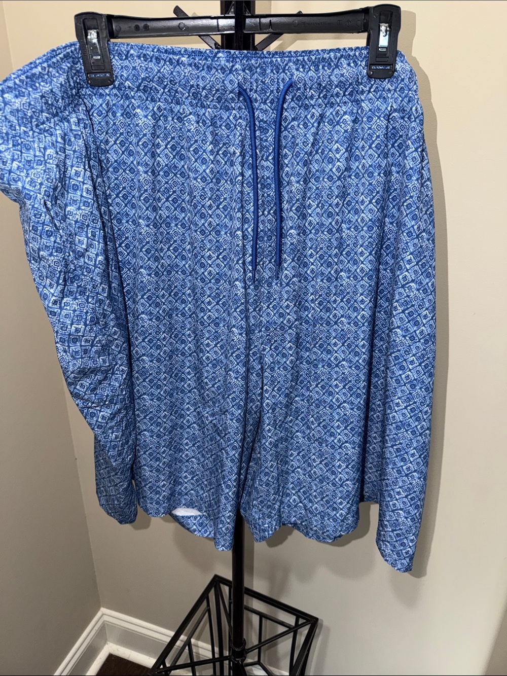 Caribbean Blue Geometric Men’s Swim Trunks